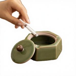 Cenicero de Cerámica MSH con Diseño Hexagonal Retro, Antihumo y Antiacero Volátil, con Tapa, para Oficina, Auto, Hotel, Restaurante y Hogar - Product Image 3