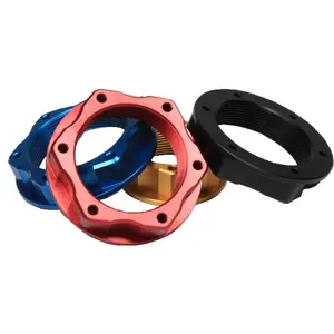 Aluminium Alloy Motorcycle Flanged Top Yoke Nut CNC Steering Stem Nut M28x(1.00mm) (Open) OT-FTN