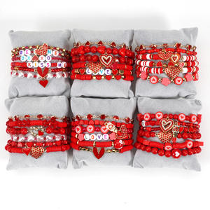 Joyería de moda, conjunto de pulseras con cuentas de corazón rojo, Love Xoxo Kiss Me, regalo para mujer, hecho en China - Product Image 2