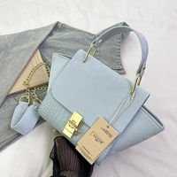 Sac à main bandoulière moderne et simple en cuir PU pour femme, style vintage, avec rabat en patchwork gaufré crocodile, étanche, avec boucle de fermeture métallique