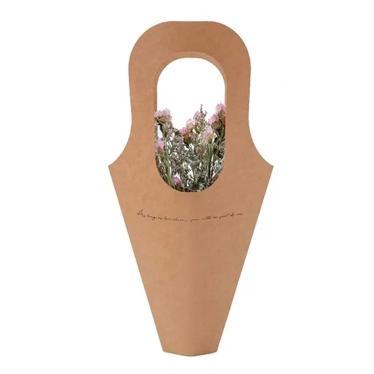 Scatola di carta kraft personalizzata decorazione floreale porta via scatola di carta regalo fiore per la vendita