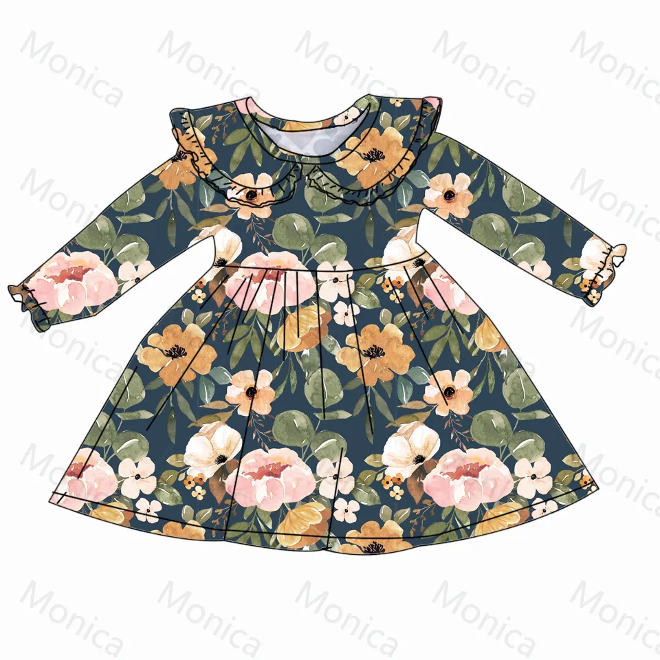 LZ2022 OEM ODM Blumen drucke Mode Casual Kleinkind Mädchen Kleid Kinder Kostüm