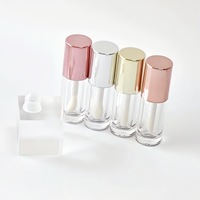 Tube de brillant à lèvres en plastique or et argent de 6 ml, emballage cosmétique vide avec impression dorée et design de gros pinceau