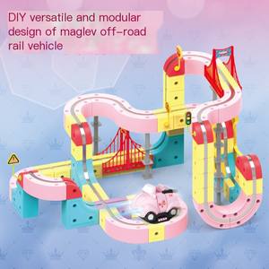 Nouveau Jouet Magique : Circuit Électronique pour Voiture, Ensemble <span class=keywords><strong>de</strong></span> Construction 3D DIY, <span class=keywords><strong>Train</strong></span> sur Piste, Blocs <span class=keywords><strong>de</strong></span> Construction Roses pour Enfants - Product Image 2