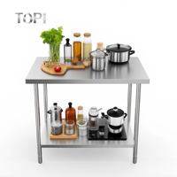 Cuisine commerciale Table de travail en acier inoxydable Tube Design 2 niveaux Durable Résistant à la corrosion Garantie 5 ans Boulangerie Restauration