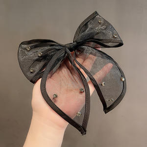 Accessoires de mode coréenne arc de couleur noire Barrette de cheveux <span class=keywords><strong>avec</strong></span> strass poignée de cheveux en cristal Simple femmes Barrette de cheveux français - Product Image 1