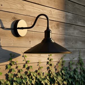 Lampada da Esterno Stile Fienile con Braccio Flessibile da 11,5 Pollici, Montaggio a Parete, Antiruggine, E26, in Lega di Alluminio Nera, Stile Rustico - Product Image 2