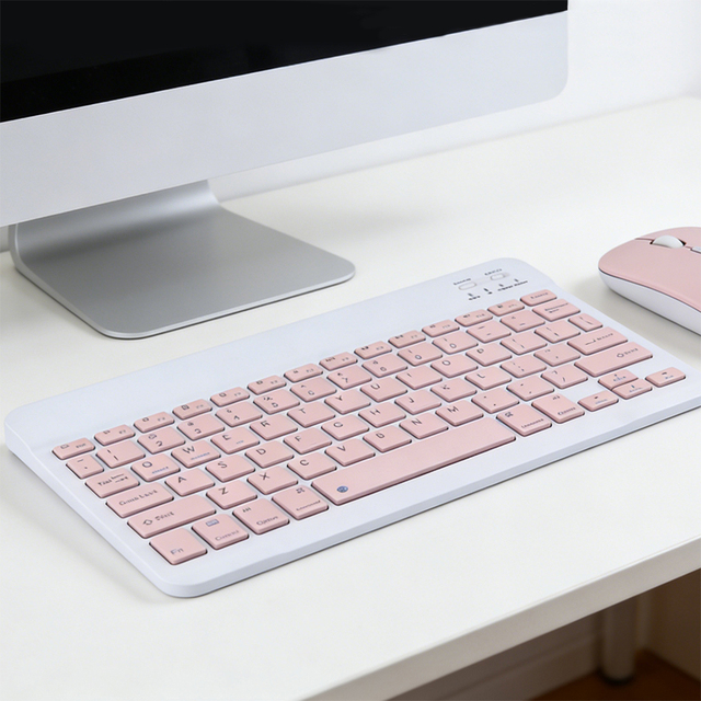 BT Keyboard Ultra-Slim Wireless Keyboard Combo Mouse for iPad Rechargeable IOS Android Windows PC Tablets Phone