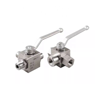 Vanne à boisseau sphérique manuelle en acier au carbone, série KHB, à deux positions et trois voies, à commande hydraulique haute pression pour l'huile, OEM