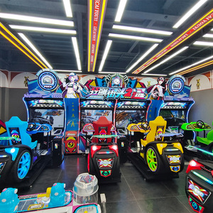 Jeux d'arcade et simulateurs de conduite de moto à monnayeur avec volant, en métal, en anglais - Product Image 3