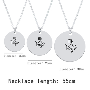 Colgante circular de 12 constelaciones para hombre y mujer, Horóscopo de la <span class=keywords><strong>suerte</strong></span>, joyería grabada, ajustable, acero inoxidable, signo del zodiaco, collar - Product Image 6