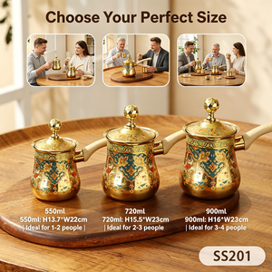 Cafetière turque élégante en acier inoxydable de haute qualité avec poignée, ensemble durable et résistant à la chaleur pour restaurant, <span class=keywords><strong>café</strong></span>, hôtel, maison - Product Image 5