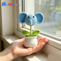 Plante en pot éléphant bleu au crochet faite à la main, écologique, pour la décoration de bureau, vente en gros, fournisseur en vrac, fabricant OEM ODM