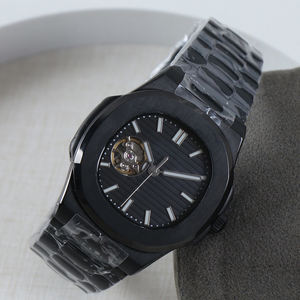 Reloj con Logotipo Personalizado, Movimiento Automático NH38, Relojes Mecánicos de Lujo NH38, Esfera Negra Estéril con Diseño Hueco, Reloj de Pulsera Resistente al Agua - Product Image 5