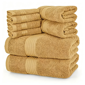 Set di 8 <span class=keywords><strong>Asciugamani</strong></span> da Bagno in <span class=keywords><strong>Cotone</strong></span> <span class=keywords><strong>Pettinato</strong></span> 100%, Morbidi e Assorbenti, Collezione Satinata - Product Image 2