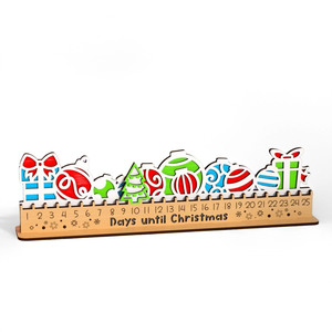2025 Wooden <b>Christmas</b> Countdown Calendar Decor Reindeer Village Gift <b>Box</b> Style Tabletop Display Ornament Holiday Wood Sign - Product Image 3
