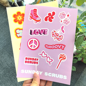 Phổ biến nhất tùy chỉnh tùy chỉnh thiết kế A4 A5 A6 Sticker tấm Vinyl Nhãn phim hoạt hình nụ hôn cắt <span class=keywords><strong>Sheets</strong></span> Sticker - Product Image 1