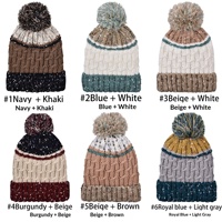 Bonnet tricoté chaud et épais à blocs de couleur, style coréen, doublé polaire, couvrant les oreilles, avec logo personnalisé, pour l'automne/hiver