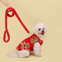 Moonking – ensemble de laisses pour petits chiens, 1 pièce, marron, rouge, blanc, en peluche, pour l'automne et l'hiver, accessoires pour animaux de compagnie