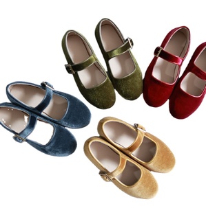 รองเท้าเด็กผู้หญิงแบบแมรี่เจนกำมะหยี่สำหรับงานปาร์ตี้ ชุดเดรสเจ้าหญิงสั่งทำได้ ขายส่งแฟชั่นจำนวนมาก - Product Image 1