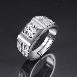 Anillos de Compromiso y Matrimonio de Plata de Ley 925 Clásicos y Elegantes, Ajustables, con Diamantes, Precio al por Mayor - Product Image 3