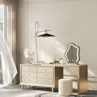 Table de toilette en bois au design moderne et luxueux avec miroir éclairé pour chambre à coucher, coiffeuse avec miroir pour usage hôtelier