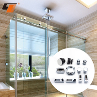 Système de porte coulissante en verre durable en acier inoxydable 304, kit de quincaillerie pour porte coulissante, installation par vis pour salle de bain et douche