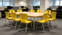 Chaise d'école ergonomique empilable moderne en plastique PP écologique avec dossier et structure métallique pour la maison, le bureau, l'université et la salle de classe