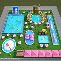Parc aquatique gonflable en PVC Topsource, grande structure de divertissement mobile pour enfants en plein air, toboggan de piscine, aire de jeux parent-enfant, vente chaude