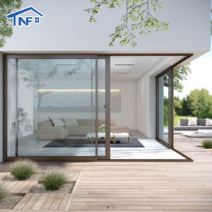 Portes coulissantes NF modernes en bois massif et aluminium avec double vitrage trempé et moustiquaire en fibre de verre, <span class=keywords><strong>isolation</strong></span> <span class=keywords><strong>phonique</strong></span> pour jardin et intérieur - Product Image 1