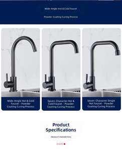 Rubinetto da cucina FRAP moderno monocomando, miscelatore acqua calda e fredda girevole a 360 gradi in acciaio inossidabile per uso cucina - Product Image 4