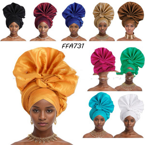 Turbante ASO OKE Listo para Usar, Gele Nigeriano Africano con Piedras y Cuentas, Gorros para Fiestas - Product Image 2