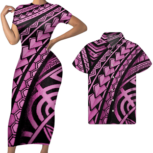Couple Clothes for <strong>Lover</strong> Men Chiffon Shirt Match Ladies <strong>Dress</strong> Polynesian Tribal Bodycon Print <strong>Dress</strong> &amp; Men Shirt Couple <strong>Dress</strong> - Product Image 4