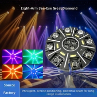 Projecteur professionnel 150W à 8 bras, effet œil de bison, lumière mobile RGBW, faisceau laser, éclairage de scène avec contrôle DMX512 et sonore pour DJ, KTV, discothèque, bar