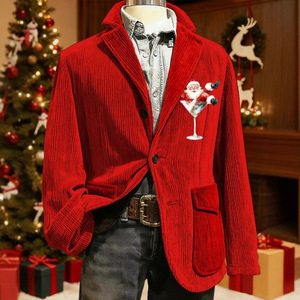 Blazer ajusté de style nouveau 2025 pour homme, veste de costume à revers cranté motif cœur (Corduroy <span class=keywords><strong>blanc</strong></span> 280g) - Product Image 4