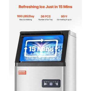 Gabinete independiente comercial Máquina para hacer hielo 100lbs/24H 36 Cubitos de hielo Dispensador de bebidas - Product Image 2