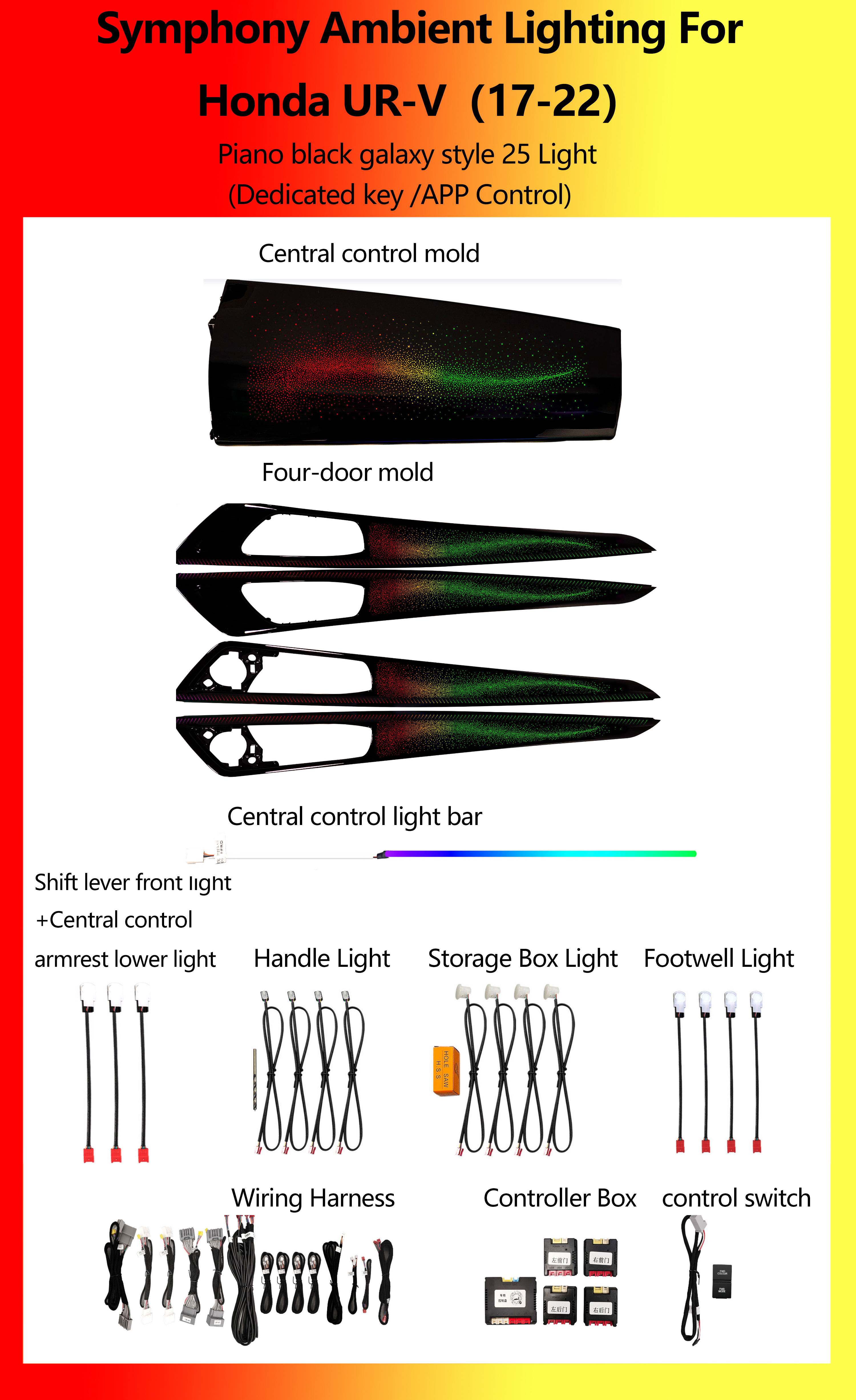 Honda UR-V Negro Piano Estilo Galaxia Symphony 25 Luces