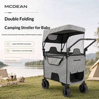 Chariot de camping pliable et pratique pour enfants, remorque de pique-nique inclinable à traction manuelle, pliable pour le rangement