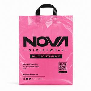 Super Strong Compostable Branded Grocery Logo Gusset Clothing Colored Large Fashion Printed Pink Plastic Shopping <b>Bag</b> - Product Image 1
