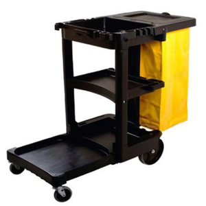 Carrello multiuso nero da 92 litri con borsa in vinile per lavori di pulizia - Product Image 2