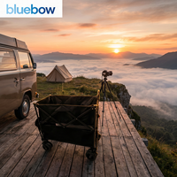 Chariot pliant à double étage grande capacité en acier inoxydable pour le camping avec structure fermée, personnalisable OEM