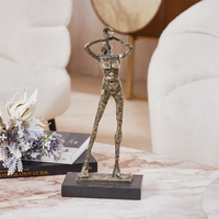 Sculpture de bureau Art Déco en métal vintage, homme souffleur de corne, décoration intérieure pour salon