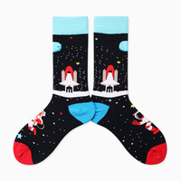 XIANGHUI gros personnalisé mode coloré drôle robe unisexe planète brodé Jacquard Tube coton drôle coloré chaussettes