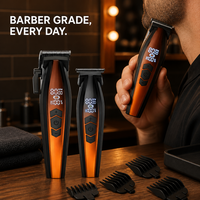Tondeuse à cheveux 2-en-1 bleu-noir dégradé avec écran LCD, rechargeable USB sans fil pour hommes, barbe, salon de coiffure, vente en gros