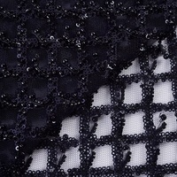 Zwarte 3D kralen-pailletten kant 100% polyester geborduurde mesh stof 125cm breed voor meisjes bruidsjurk avondjurk