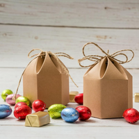 Boîte d'emballage cadeau et alimentaire en papier kraft recyclé hexagonale auto-assemblante avec impression personnalisée pour mariage et bonbons