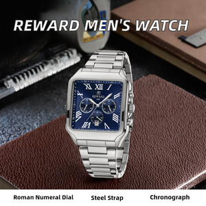 REWARD RD812265M Charm Elegant Men's Quartz <b>Watch</b> Square Roman Numerals Dial Stainless Steel Strap Life Waterproof Casual - Product Image 2