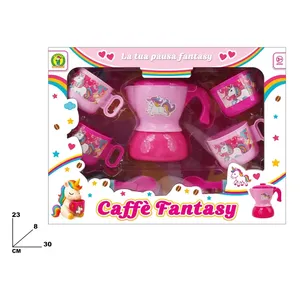 Juego de Té de Plástico Caffe Fantasy para Niñas, Tema Unicornio Rosa, 30x23x8 cm, MAZZEO GIOCATTOLI - Product Image 1