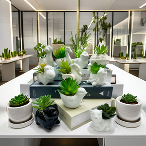 Plantas y verdor artificiales para decoración del hogar al por mayor, hierba <span class=keywords><strong>de</strong></span> <span class=keywords><strong>plástico</strong></span> cerámica grande y bonsái tropical, suculentas en <span class=keywords><strong>maceta</strong></span> - Product Image 4