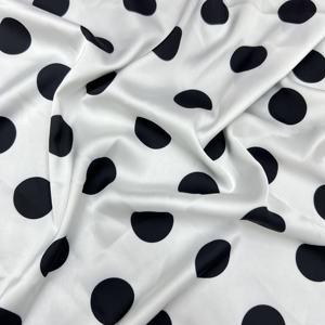 Pakaian pernikahan wanita latar belakang putih modis kain Satin halus sejuk melar cetak Polka Dot Hitam barang stok tersedia - Product Image 3